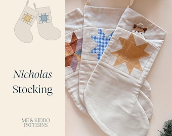 Naaipatroon voor een kerstsok met patchworksterren (PDF)