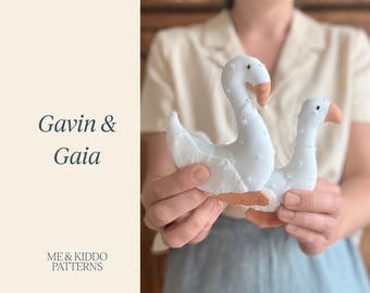 Gavin & Gaia Goose and Swan PDF sewing pattern, Toy pattern, Linen ornament