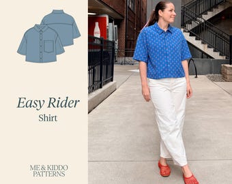 Easy Rider shirt, PDF sewing pattern, size inclusive