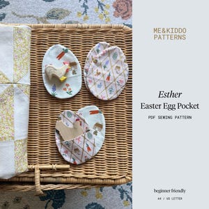 Esther, Easter Egg Pocket, PDF Sewing pattern, Reusable Fabric Easter egg pattern