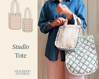 Studio Tote Quilted Bag PDF Sewing Pattern (Beginner Friendly), Two Sizes (Instant Download)