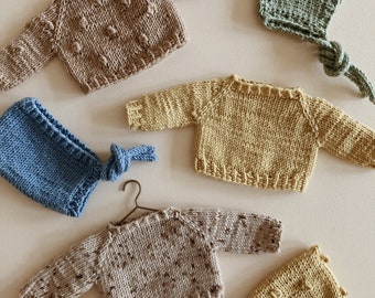 COZY KNIT set for March doll, PDF knitting pattern for doll