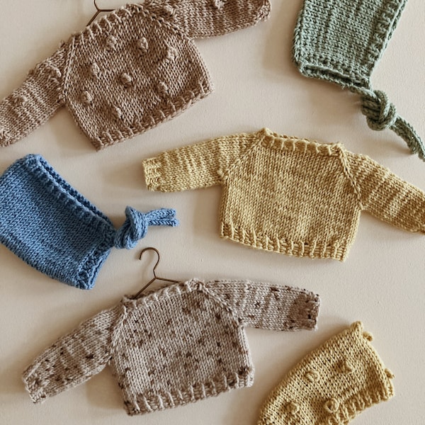 COZY KNIT set for March doll, PDF knitting pattern for doll