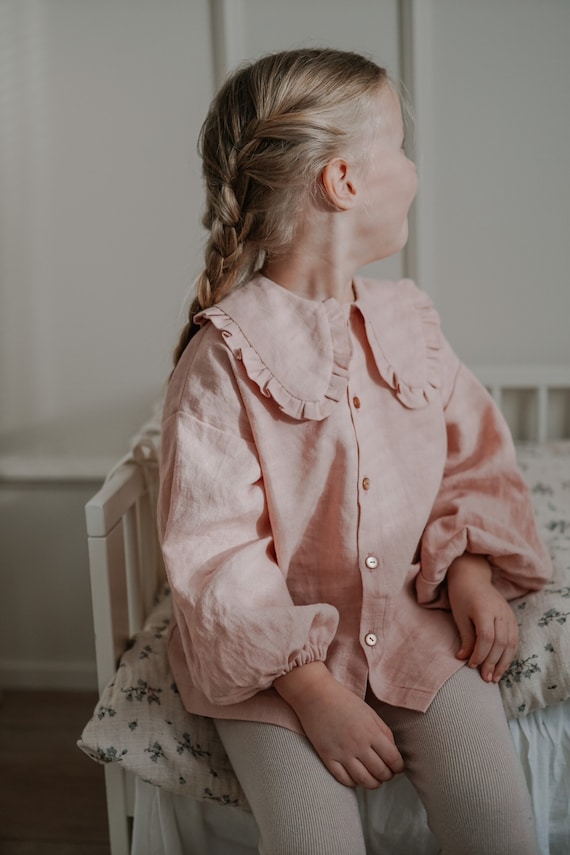 POPPY Shirt With a Ruffle Collar PDF Sewing Pattern Girls - Etsy