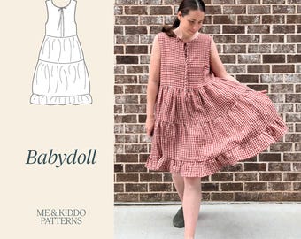 Babydoll Dress PDF Sewing Pattern: Reversible Tiered Design (2XS-2XL)