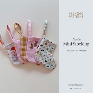 Noelle Mini Stocking, Christmas stocking DIY, PDF Sewing pattern