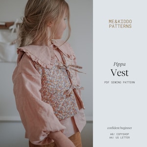 Pippa Quilted Vest PDF Sewing Pattern, Reversible Design (6M-9Y),Sewing for kids