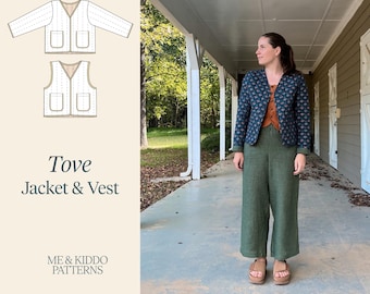 Quilted TOVE Jacket and vest PDF Sewing Pattern: Slim Fit Jacket