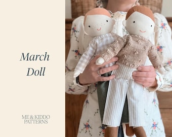 March Doll Sewing Pattern: Linen Fabric Toy (PDF Pattern)
