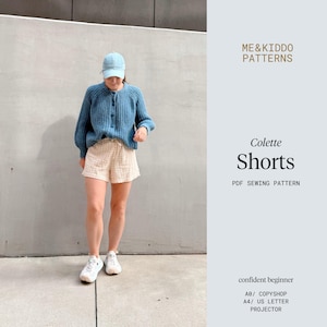 Colette Shorts PDF Schnittmuster : Anfänger Damen Lounge Shorts mit Taschen (Größe Inklusiv)