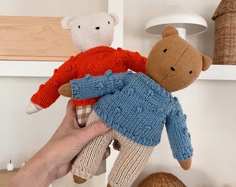 Holiday sweater, PDF knitting pattern, Mini sweater included