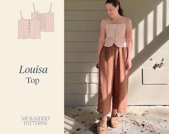 Louisa Top Sewing Pattern: Women's Square Neckline, Shirred Back (PDF)