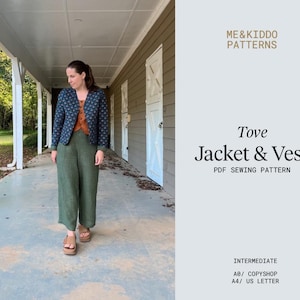 Quiltad TOVE-jacka och väst PDF-sömnadsmönster: Slim fit-jacka