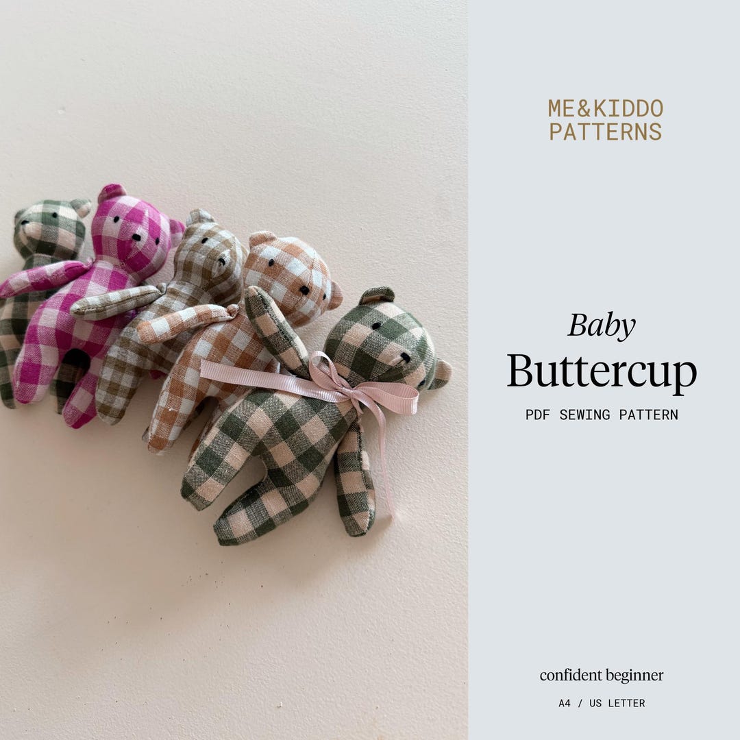 Baby Buttercup Bear PDF Sewing Pattern: Mini Plush Teddy Bear DIY ...