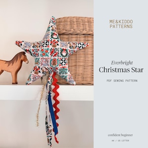 Estrella Everbright, estrella para árbol de Navidad DIY, patrón de costura en PDF