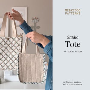 Studio Tote Quilted Bag PDF Sewing Pattern (Beginner Friendly), Two Sizes (Instant Download)