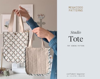 Studio Tote Quilted Bag PDF Sewing Pattern (Beginner Friendly), Two Sizes (Instant Download)