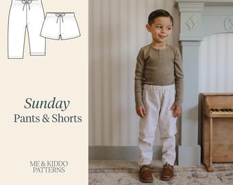 Sunday Pants and Shorts for kids, PDF sewing pattern