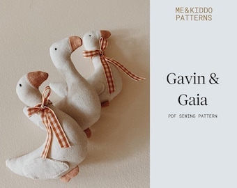 Gavin & Gaia Goose and Swan PDF sewing pattern, Toy pattern, Linen ornament