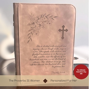 Personalized Bible Cover, Monogram Engraved Leather Bible Cover, Custom Cover For Bible, Religious Gifts, Gifts For Her, Valentine&#39;s Day