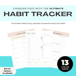 Master Your Habits - Ultimate Habit Tracking Package, Personal Development, Mindful living, Habit Journal - (Colored sheets)