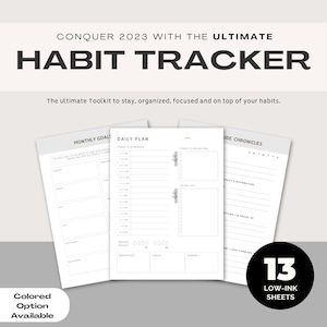 Master Your Habits - Ultimate Habit Tracking Package, Personal Development, Mindful living, Habit Journal - (Black and White sheets)