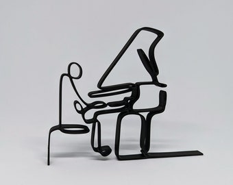 Pianist Single Line Art Sculpture - wonderful gift for any musician - minimalistic - FREE personalization