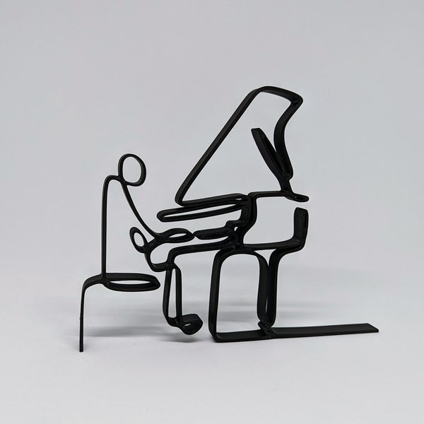 Pianist Single Line Art Sculpture - wonderful gift for any musician - minimalistic - FREE personalization