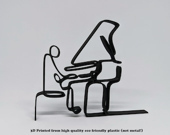 Pianist Single Line Art Sculpture - wonderful gift for any musician - minimalistic - FREE personalization
