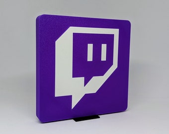 Custom 3D Printed Twitch Logo Wall Sign with Mount & Stand - Perfect for Streamers Worldwide