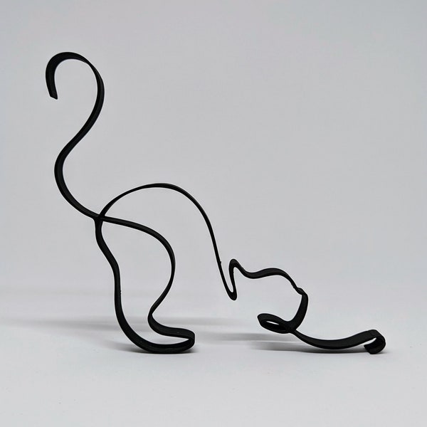 Stretching Cat Single Line Art Sculpture - prachtig cadeau voor elke kattenliefhebber - minimalistisch - modern - uniek - decoratief