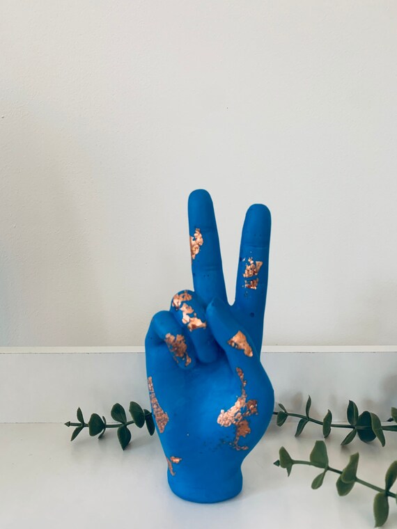 Peace Hand Sculpture || Peace hand, Hand sculpture, Peace, Quirky decor, Quirky ornament, Shelf decor, Shelf ornament, Hand ornament