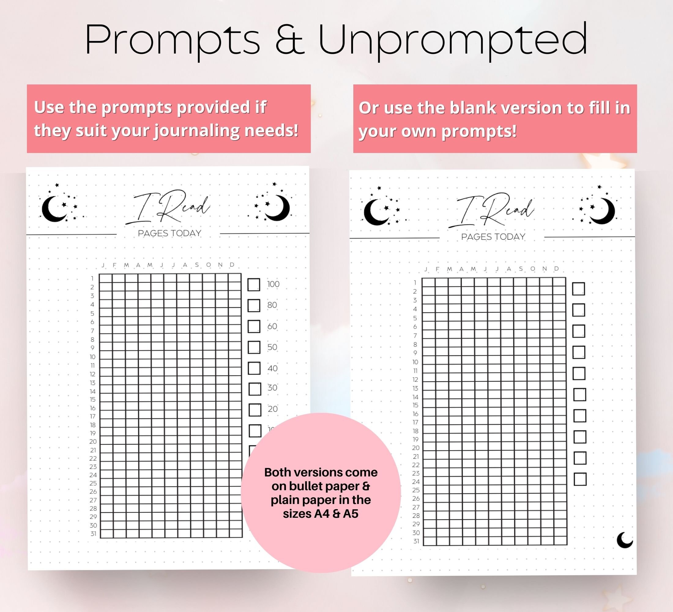 Reading Graph Tracker Printable Reading Tracker, Grid Tracker A5 Journal, Reading Tracker ...