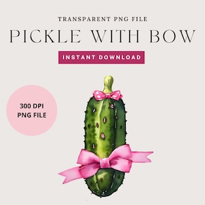 Pickle Lover Png, Pickle Coquette PNG, Pickle & Pink Bow Coquette PNG, Softgirl ère, cornichon mignon avec noeud Clipart PNG fichier, impression à la demande