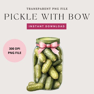 Pickle Lover Png, Pickle Coquette PNG, Pickle & Pink Bow Coquette PNG, Softgirl ère, cornichon mignon avec noeud Clipart PNG fichier, impression à la demande