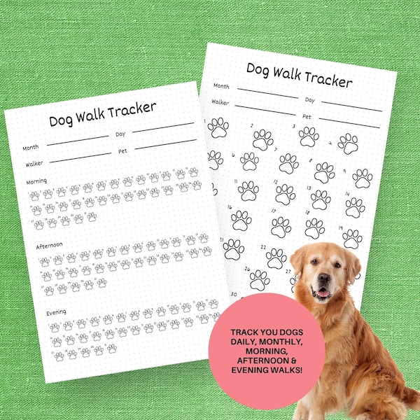 Dog Walking Tracker, Dog Walk Schedule, Dog Walking Checklist, Walking Tracker, Pet Tracker, Pet Walking Tracker, Pet Walking Schedule