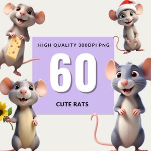 60 süße Cartoon Ratte PNG Dateien, lustige Ratte Clipart, Ratte PNG, Clipart PNG Bundle, 300 dpi Print On Demand, Cartoon Freunde, Maus png, Nagetier