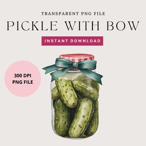 Pickle Lover Png, Pickle Coquette PNG, Pickle & Pink Bow Coquette PNG, Softgirl ère, cornichon mignon avec noeud Clipart PNG fichier, impression à la demande
