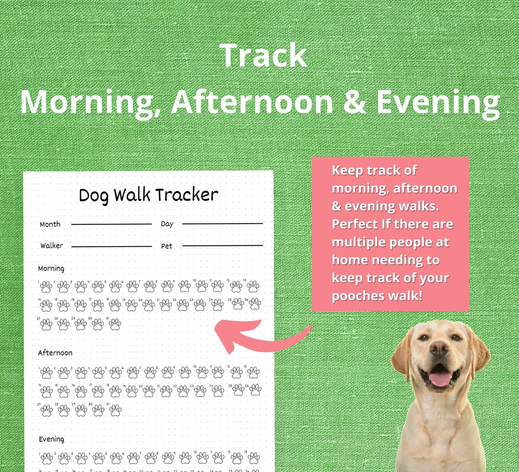 Dog Walking Tracker Dog Walk Schedule Dog Walking Checklist Walking Tracker Pet Tracker Pet Walking Tracker Pet Walking Schedule