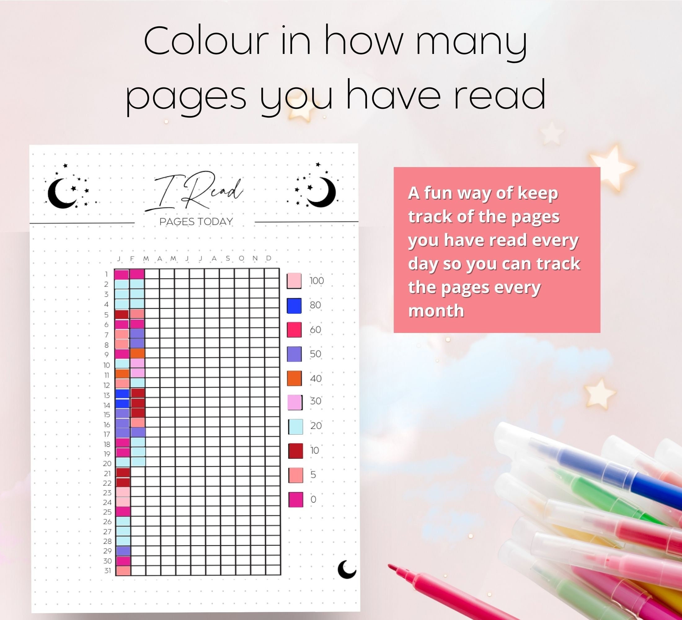 Reading Graph Tracker Printable Reading Tracker, Grid Tracker A5 Journal, Reading Tracker ...