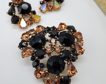Vintage Schiaparelli Signed Brooch n Earrings Set