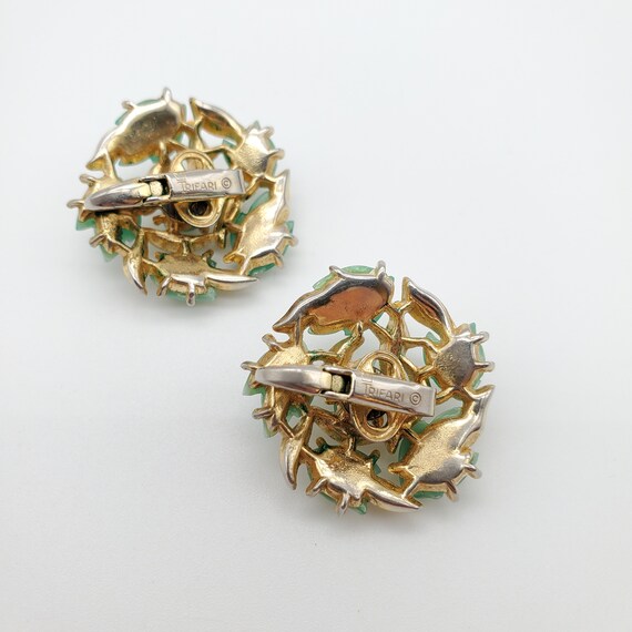 Vintage Trifari Carved Glass 1960s Earrings - image 4