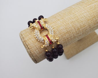 Nolan Miller Pave Beaded Bracelet Bordeaux Collection