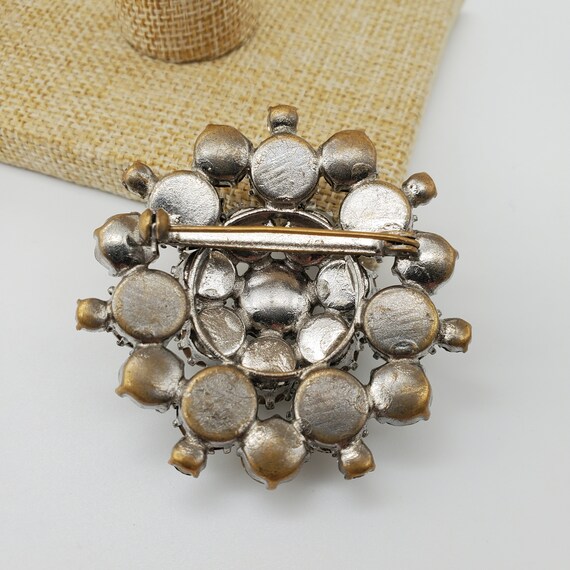 Vintage Czech Clear Rhinestone Brooch - image 3