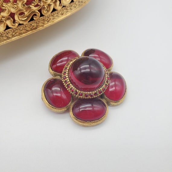 Extremely rare Benedikt NY signed ruby red brooch - image 3