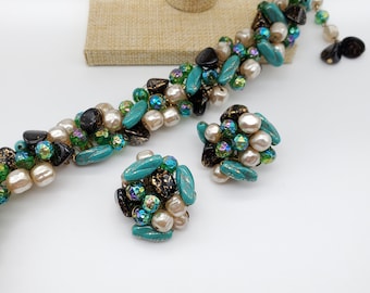 Vintage Alice Caviness signed choker necklace and earrings set
