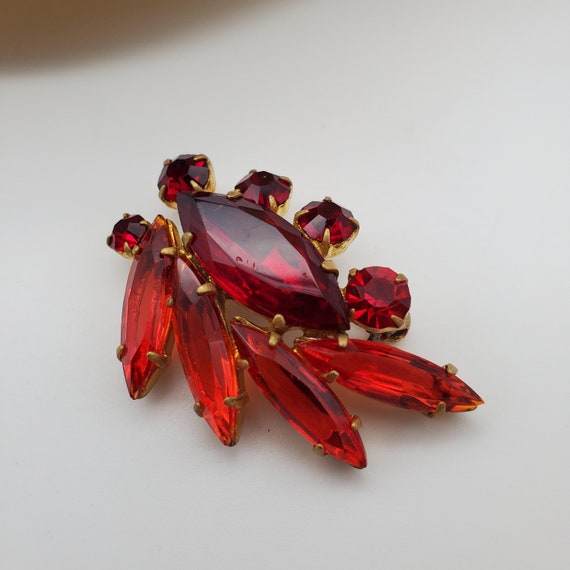 Vintage Czech Ruby Red Brooch