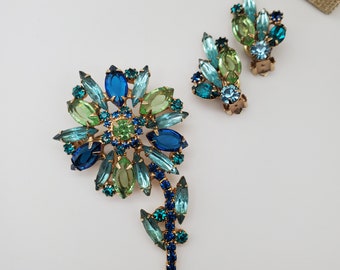 Rare Vintage Hattie Carnegie Signed Brooch Earrings Set
