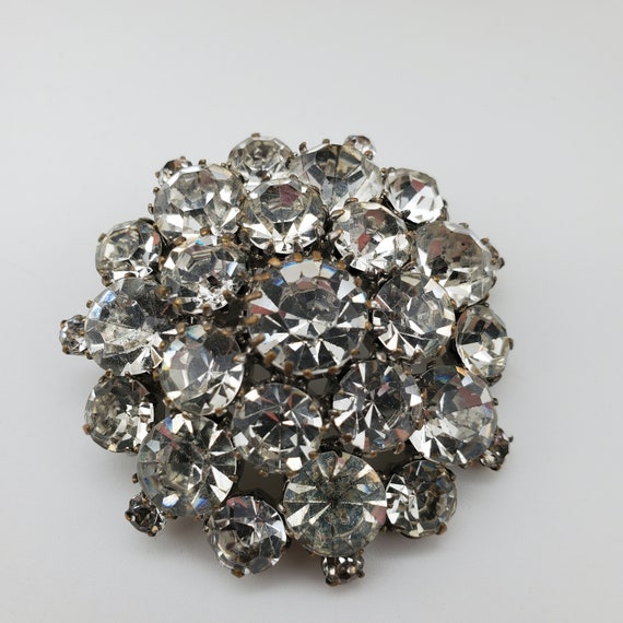 Vintage Czech Clear Rhinestone Brooch - image 2