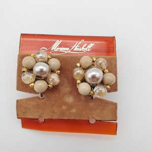 Vintage Miriam Haskell Signed Earrings Original Card